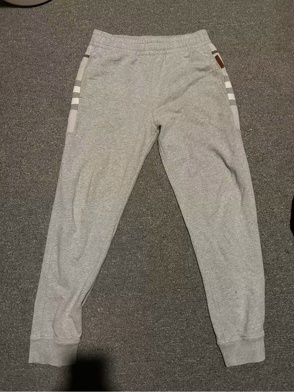 Burberry Light Gray Men’s Check Panel Cotton Joggers